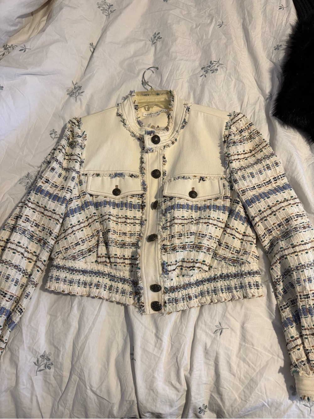 Tweed Jacket in Ivory and Pastel Stripes